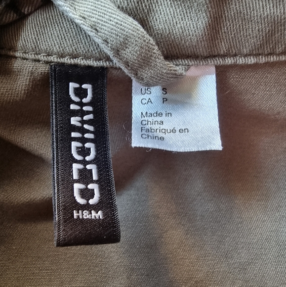 H&M Khaki Green Floral Utility Jacket Sz S - Picture 13 of 13